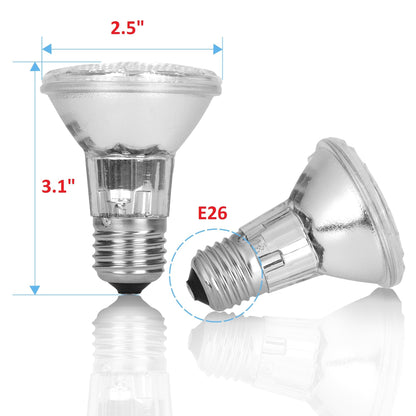 12Vmonster PAR20 3-Pack 50W Halogen Bulbs | E26 Base, 120-130V