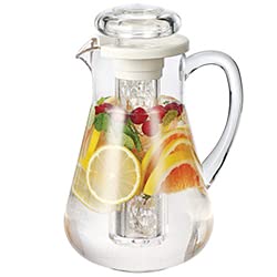 Service Ideas MWP19SB Clear Pitcher with Removable Ice Tube, BPA-Free MS Plastic, 1.9 Liter (64 ounce) Smooth Body