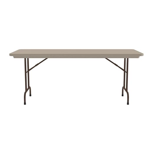 Correll 30"x96" Commercial Folding Table, Mocha Granite Light Weight, Waterproof, Virtually Indestructible Blow Molded Plastic Top, Steel Ladder Frame, Made in The USA