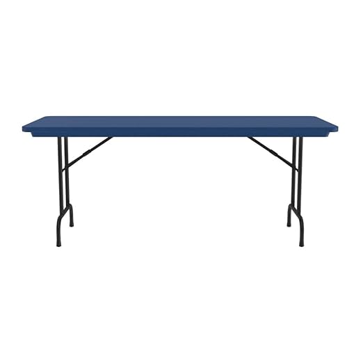 Correll 30"x72" Commercial Folding Table, Royal Blue Light Weight, Waterproof, Virtually Indestructible Blow Molded Plastic Top, Steel Ladder Frame, Made in The USA
