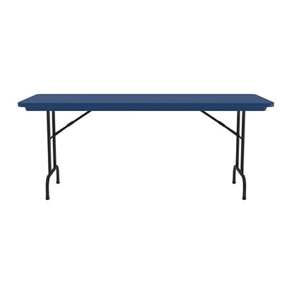 Correll 30"x72" Commercial Folding Table, Royal Blue Light Weight, Waterproof, Virtually Indestructible Blow Molded Plastic Top, Steel Ladder Frame, Made in The USA