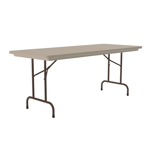 Correll 30"x96" Commercial Folding Table, Mocha Granite Light Weight, Waterproof, Virtually Indestructible Blow Molded Plastic Top, Steel Ladder Frame, Made in The USA