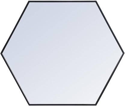 Elegant Decor Eternity 32" x 38" Hexagonal Metal Frame Mirror in Black