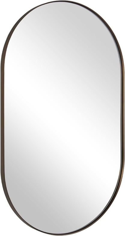 Andy Star Bronze Bathroom Mirror, 24x36 Brushed Bronze Oval Mirror, Oval Wall Mirror, Oval Vanity Mirror Metal Frame Deep 1’’ Hang Vertical or Horizontal