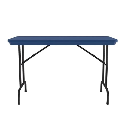 Correll 24"x48" Commercial Folding Table, Royal Blue Light Weight, Waterproof, Virtually Indestructible Blow Molded Plastic Top, Steel Ladder Frame, Made in The USA