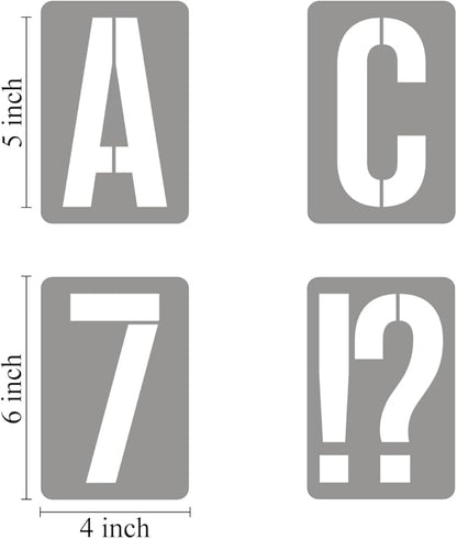 5 Inch Alphabet Letter Stencils for Painting - 42 Pack Letter and Number Stencil Templates with Signs for Painting on Wood, Reusable Numbers and Letters Stencils for Chalkboard Wood Signs & Wall Art