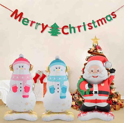 Christmas Ballooons Giant Standing Snowman Balloons Large Santa Claus Balloon with Base for Christmas-Themed Party Birthday Party Supplies Decorations 3 PCS