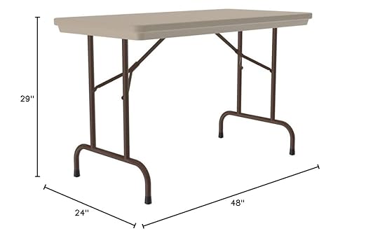 Correll 24"x48" Commercial Folding Table, Mocha Granite Light Weight, Waterproof, Virtually Indestructible Blow Molded Plastic Top, Steel Ladder Frame, Made in The USA