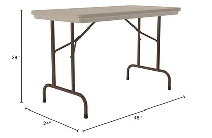 Correll 24"x48" Commercial Folding Table, Mocha Granite Light Weight, Waterproof, Virtually Indestructible Blow Molded Plastic Top, Steel Ladder Frame, Made in The USA