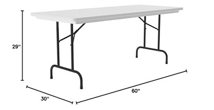 Correll 30"x60" Commercial Folding Table, Gray Granite Light Weight, Waterproof, Virtually Indestructible Blow Molded Plastic Top, Steel Ladder Frame, Made in The USA