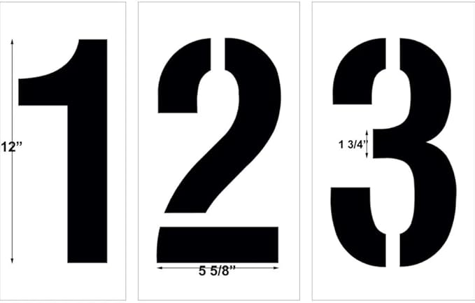 12" Number Stencil Kit | Part#: 10000946 | 10-Piece Kit includes Numbers 0-9 | Number Height is 12" | Flexible and Durable 1/8" PolyTough Lifetime | Precision Marking | Made in USA