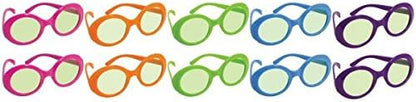 Groovy 70's Disco Party Glasses - Standard Size (Pack of 10) - Vintage Vivid Colors - Ideal for Retro-Themed Events & Costume Parties