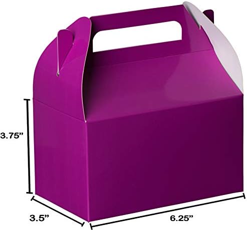 Hammont Candy Boxes Party Favors - 10 Pack Paper Gable Boxes - Ariel Birthday Party Supplies Favor Boxes - Mermaid Birthday Bag & Party Treat Box for Goodies & Gifts –- 6.25" X 3.75" X 3.5" (Purple)