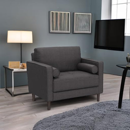 Studio Living® Lexington 39.4" Arm Chair, Mid-Century Modern, Pocket Coil Comfort, Easy Assembly, Woven Fabric, Heather Grey