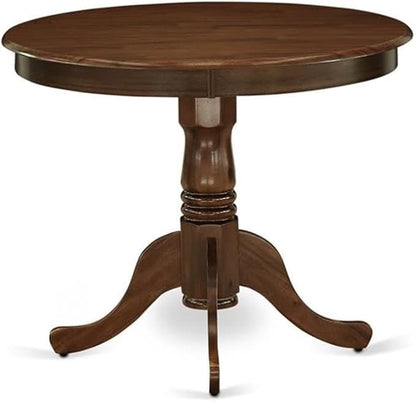 East West Furniture ANT-AWA-TP Antique Modern Kitchen Table - a Round Dining Table Top with Pedestal Base, 36x36 Inch, Walnut