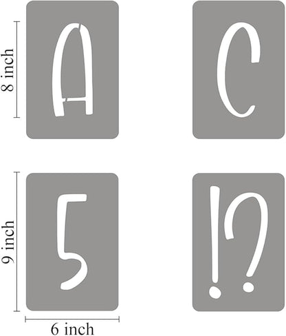 8 Inch Alphabet Letter Stencils for Painting - 42 Pack Letter and Number Stencil Templates with Signs for Painting on Wood, Reusable Letters and Numbers Stencils for Chalkboard Wood Signs & Wall Art