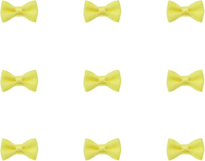 Tupalizy Mini Satin Ribbon Bows Small Craft Sewing Fabric Bows for Christmas Decoration Bow Ties Scrapbook Gift Bags Boxes Greeting Invitation Cards Wedding Party Favor, 20x10mm, 50PCS (Yellow)