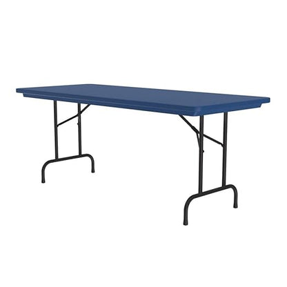 Correll 30"x72" Commercial Folding Table, Royal Blue Light Weight, Waterproof, Virtually Indestructible Blow Molded Plastic Top, Steel Ladder Frame, Made in The USA