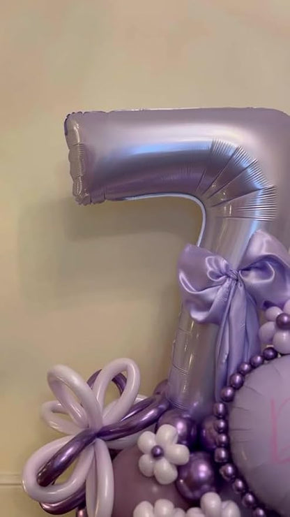 Lilac 7 Balloon, Number Balloons 40 Inch, Lavender 7th Birthday Decorations for Girls Kids, Party Decoration for Women, Number 7 Balloon