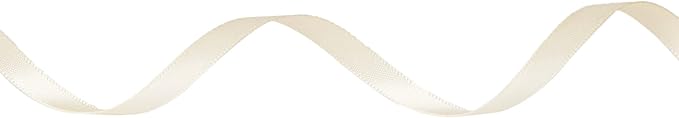 Ribbli Double Faced Ivory Satin Ribbon,1/4” x Continuous 25 Yards,Use for Bows Bouquet,Gift Wrapping,Floral Arrangement