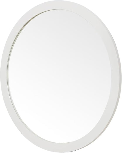 ARIEL Round Wooden Mirror 36" in White, Wood Circle Wall Mirror for Bathroom, Vanity, Entryway & Living Room Decor, Farmhouse Style