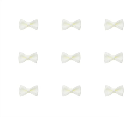Tupalizy Mini Satin Ribbon Bows Small Craft Sewing Fabric Bows for Christmas Decoration Bow Ties Scrapbook Gift Bags Boxes Greeting Invitation Cards Wedding Party Favor, 20x10mm, 50PCS (Beige)