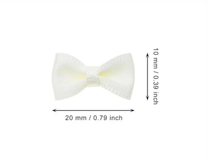 Tupalizy Mini Satin Ribbon Bows Small Craft Sewing Fabric Bows for Christmas Decoration Bow Ties Scrapbook Gift Bags Boxes Greeting Invitation Cards Wedding Party Favor, 20x10mm, 50PCS (Beige)
