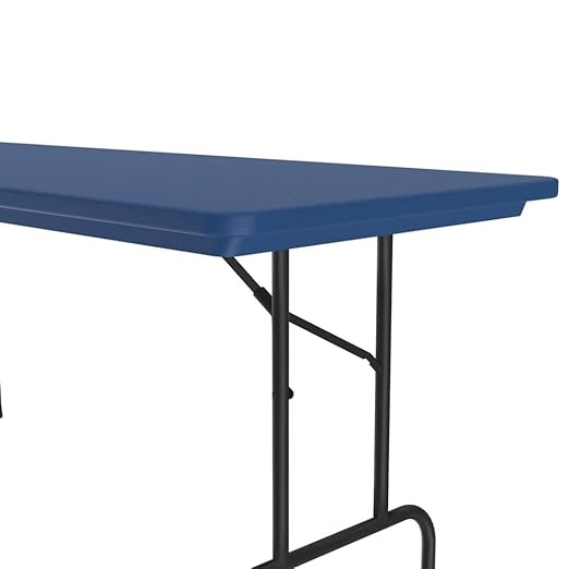 Correll 30"x60" Commercial Folding Table, Royal Blue Light Weight, Waterproof, Virtually Indestructible Blow Molded Plastic Top, Steel Ladder Frame, Made in The USA