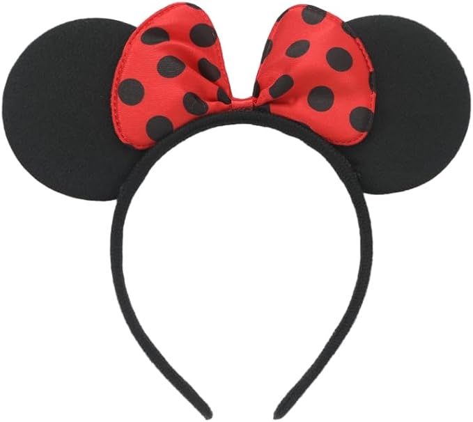 24Pcs Mouse Costume Deluxe Fabric Ears Headband Polka Dots Bow Hairs Accessories Headwear Party Favors Decorations