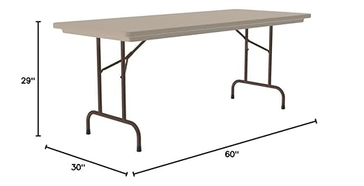 Correll 30"x60" Commercial Folding Table, Mocha Granite Light Weight, Waterproof, Virtually Indestructible Blow Molded Plastic Top, Steel Ladder Frame, Made in The USA