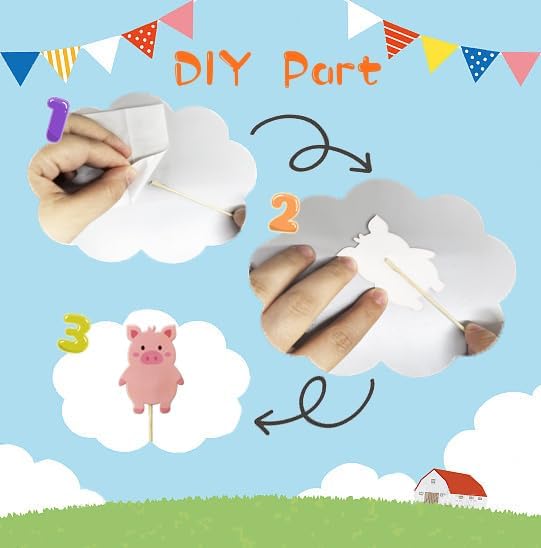 TSJ 24PCS Animal Themed Costume Hats Birthday Party Headband, Farm Cupcake Toppers for Farm Themed Party Favors