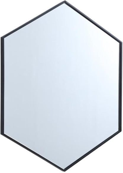 Elegant Decor Eternity 32" x 38" Hexagonal Metal Frame Mirror in Black