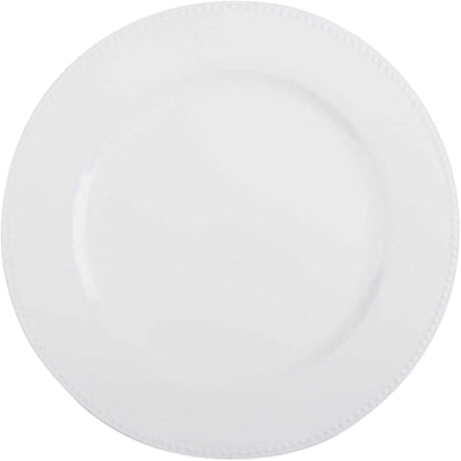 Efavormart Pack of 6 13" White Round Acrylic Beaded Charger Plates for Tabletop Decor Holiday Wedding Catering Event Decoration