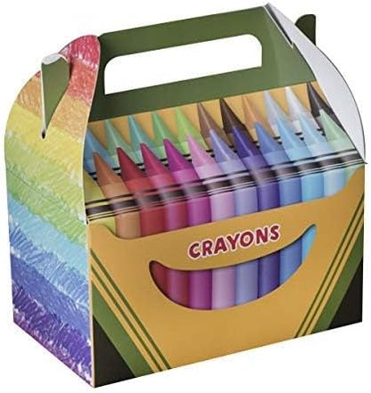 Hammont Paper Treat Boxes - (10 Pack) - Party Favors Treat Container Cookie Boxes Cute Designs Perfect for Parties and Celebrations 6.25" x 3.75" x 3.5" (Crayon)
