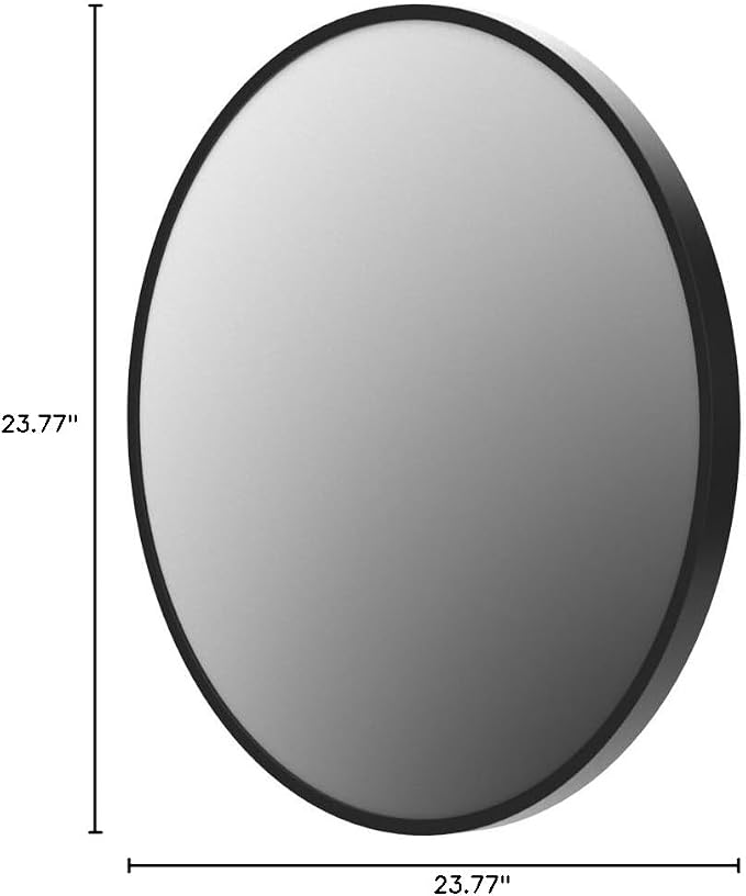 BEAUTYPEAK 24 Inch Round Mirror, Metal Frame Circle Mirror, Wall Mounted for Entryway, Bathroom, Vanity, Living Room, Black