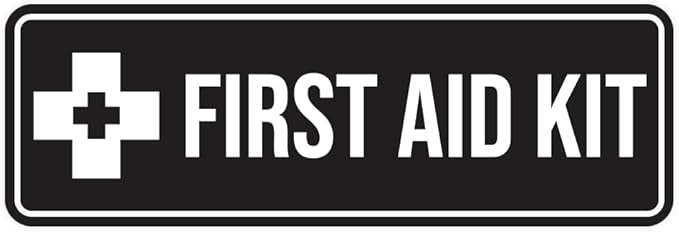 Standard First Aid Kit Sign (Black) - Medium (10 Pack)
