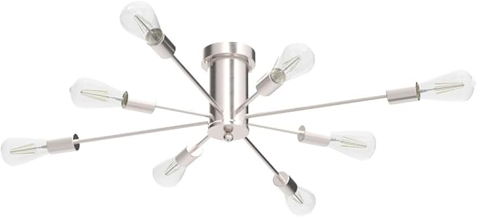Modern Sputnik Chandelier, 8-Light Ceiling Light Fixture, Bedroom Light Fixture, Sputnik Lights Fixture for Living Room, Dining Room, Kitchen, Office, Hallway, Foyer (Brushed Nickel Silver) - E26 Base