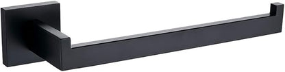 TASTOS Premium Stainless Steel Hand Towel Holder, Square Hand Towel Ring Heavy Duty Wall Mounted Modern Hand Towel Bar for Bathroom Kitchen, Matte Black