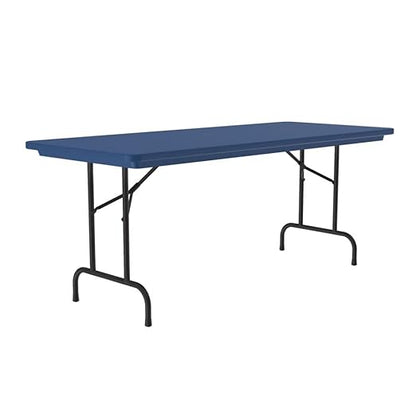 Correll 30"x72" Commercial Folding Table, Royal Blue Light Weight, Waterproof, Virtually Indestructible Blow Molded Plastic Top, Steel Ladder Frame, Made in The USA