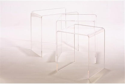 Pemberly Row Clear Acrylic Nesting Tables, Lucite Material, Waterfall Edge