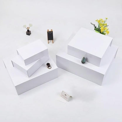 UoeRing 6 Pack White Gift Box 9.5x6x3 inch Small Luxury Gift Box for Presents with Magnetic Lid Collapsible,Bridesmaid Proposal,Contains Card, Ribbon, Tissue Paper,Shredded Paper Fille