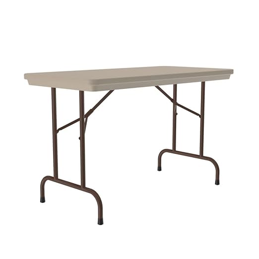 Correll 24"x48" Commercial Folding Table, Mocha Granite Light Weight, Waterproof, Virtually Indestructible Blow Molded Plastic Top, Steel Ladder Frame, Made in The USA