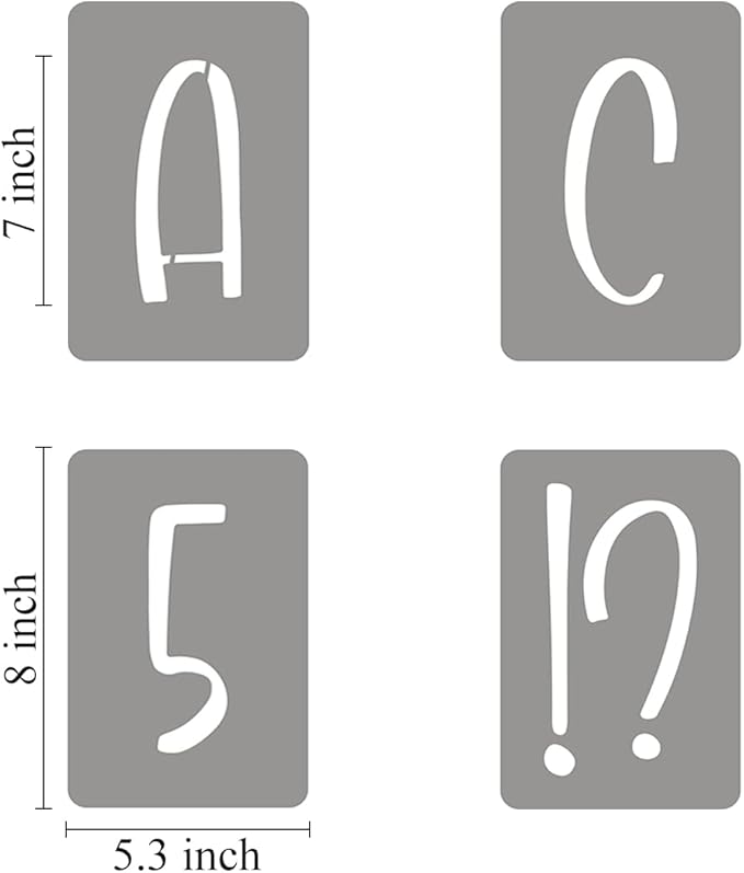 7 Inch Alphabet Letter Stencils for Painting - 42 Pack Letter and Number Stencil Templates with Signs for Painting on Wood, Reusable Letters and Numbers Stencils for Chalkboard Wood Signs & Wall Art