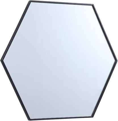 Elegant Decor Eternity 32" x 38" Hexagonal Metal Frame Mirror in Black