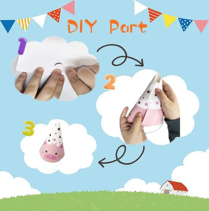 TSJ 24PCS Animal Themed Costume Hats Birthday Party Headband, Farm Cupcake Toppers for Farm Themed Party Favors