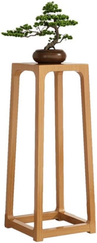 Solid Wood Plant Stand Indoor, Floor-Standing Plant Shelf with Storage, Tall Side Table with Mortise and Tenon Joint, Retro Style Accent Table for Small Spaces(Natural,75cm-29.5in)