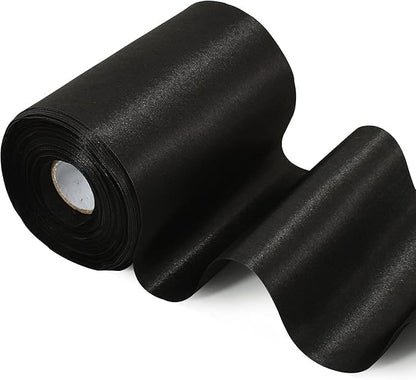 TONIFUL 4 Inch x 11 Yards Wide Black Satin Ribbon Solid Fabric Large Ribbon for Cutting Ceremony Kit Grand Opening Chair Sash Table Hair Car Bows Sewing Craft Gift Wrapping Wedding Party Decoration