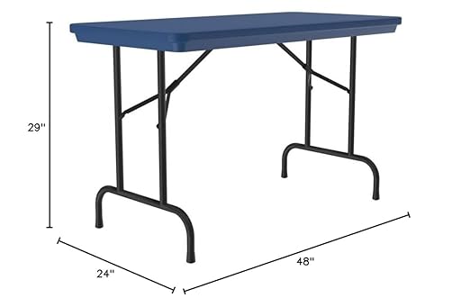 Correll 24"x48" Commercial Folding Table, Royal Blue Light Weight, Waterproof, Virtually Indestructible Blow Molded Plastic Top, Steel Ladder Frame, Made in The USA