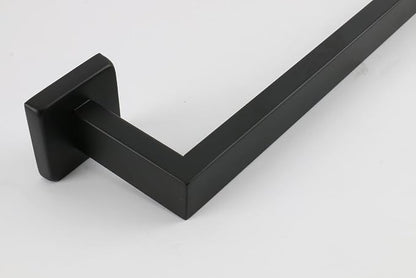 TocTen Bath Towel Rack - Square Base Thicken SUS304 Stainless Steel Towel Bar for Bathroom, Bathroom Accessories Towel Rod Heavy Duty Wall Mounted Towel Holder. (Black, 16)