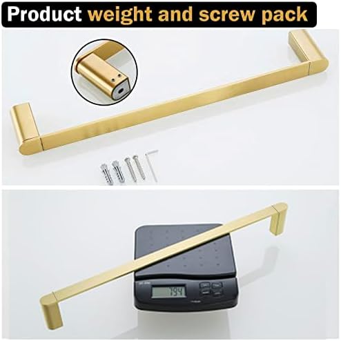 RANDOM Brushed Gold 24 Inch Stainless Steel Towel Holder - Wall Mounted Hand Towel Holder for Bathroom Accessories.96026-2-24BG